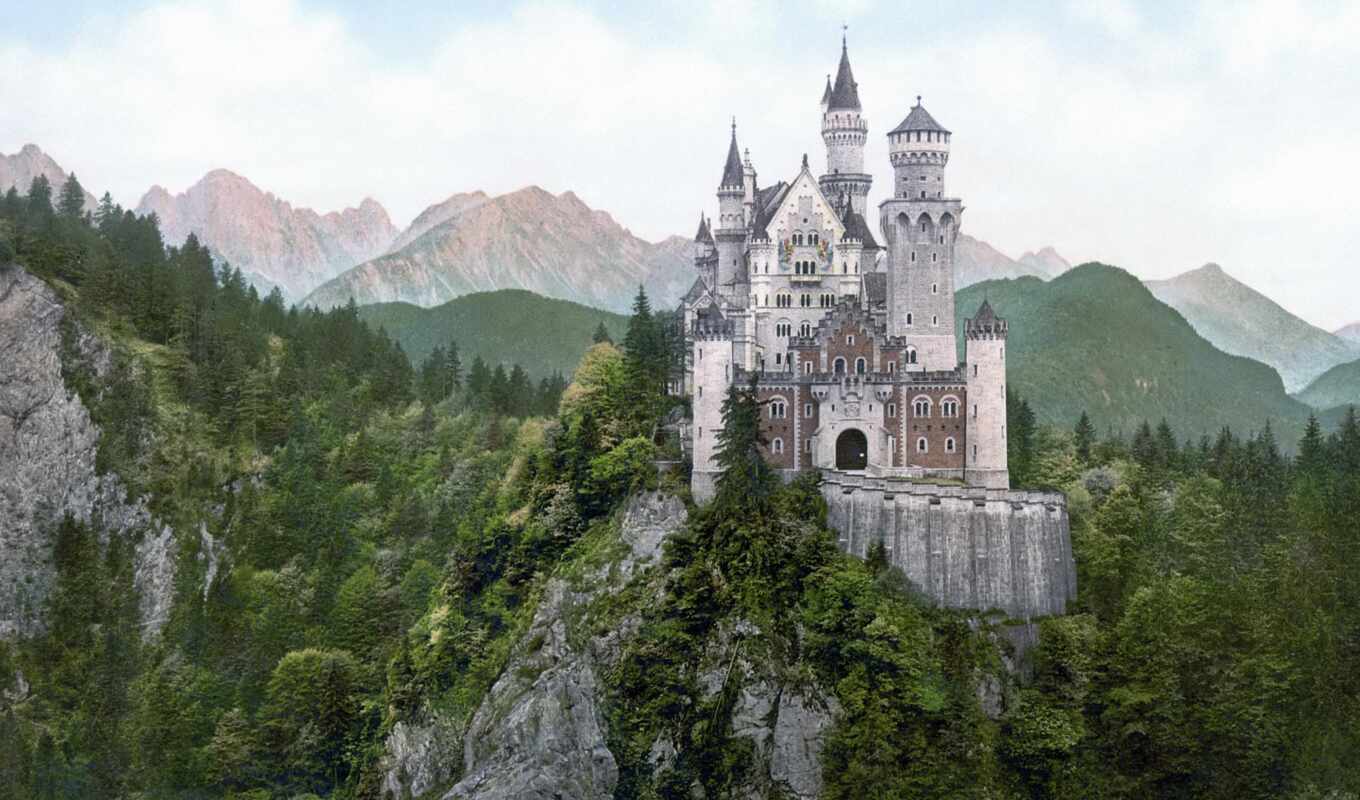mountain, castle, neuschwanstein