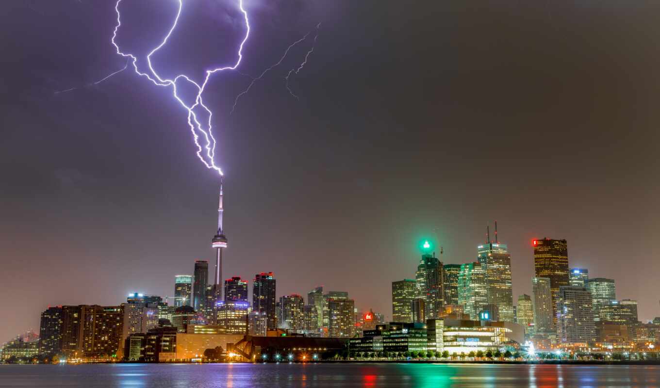 tower, lightning, strike, Toronto, duncan