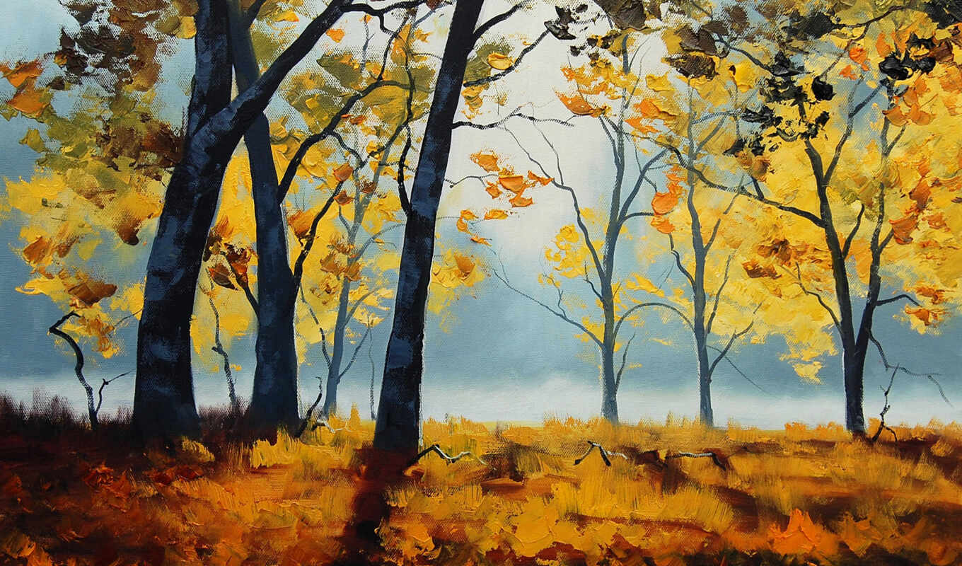 art, картинка, рисунок, осень, trees, рисунки