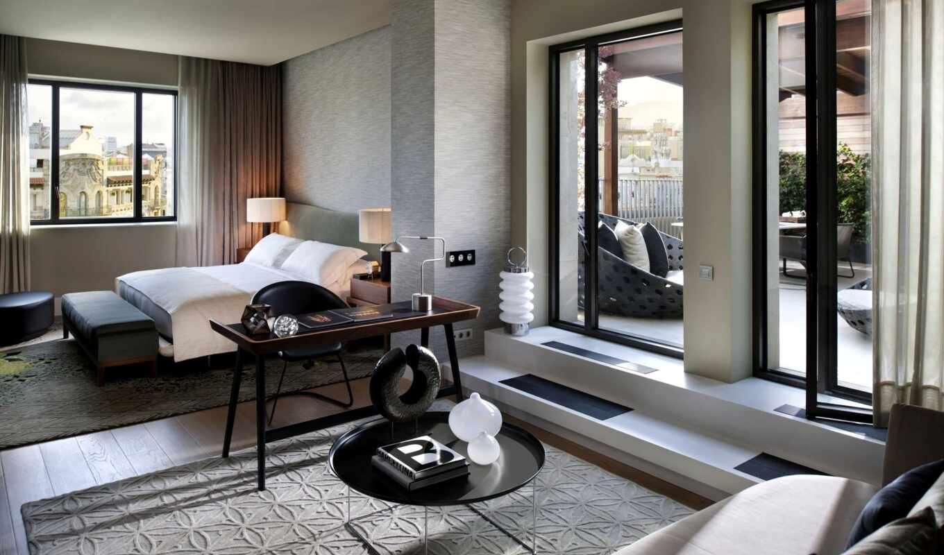 design, hotel, кровать, интерьер, спальня, барселона, oriental, mandarin