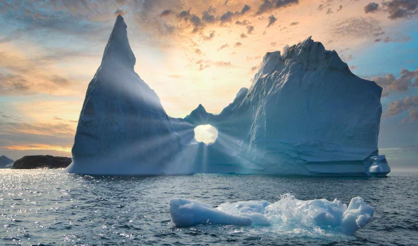 nature, sun, ice, water, nature, iceberg, a cap, polar, sunbeam, id