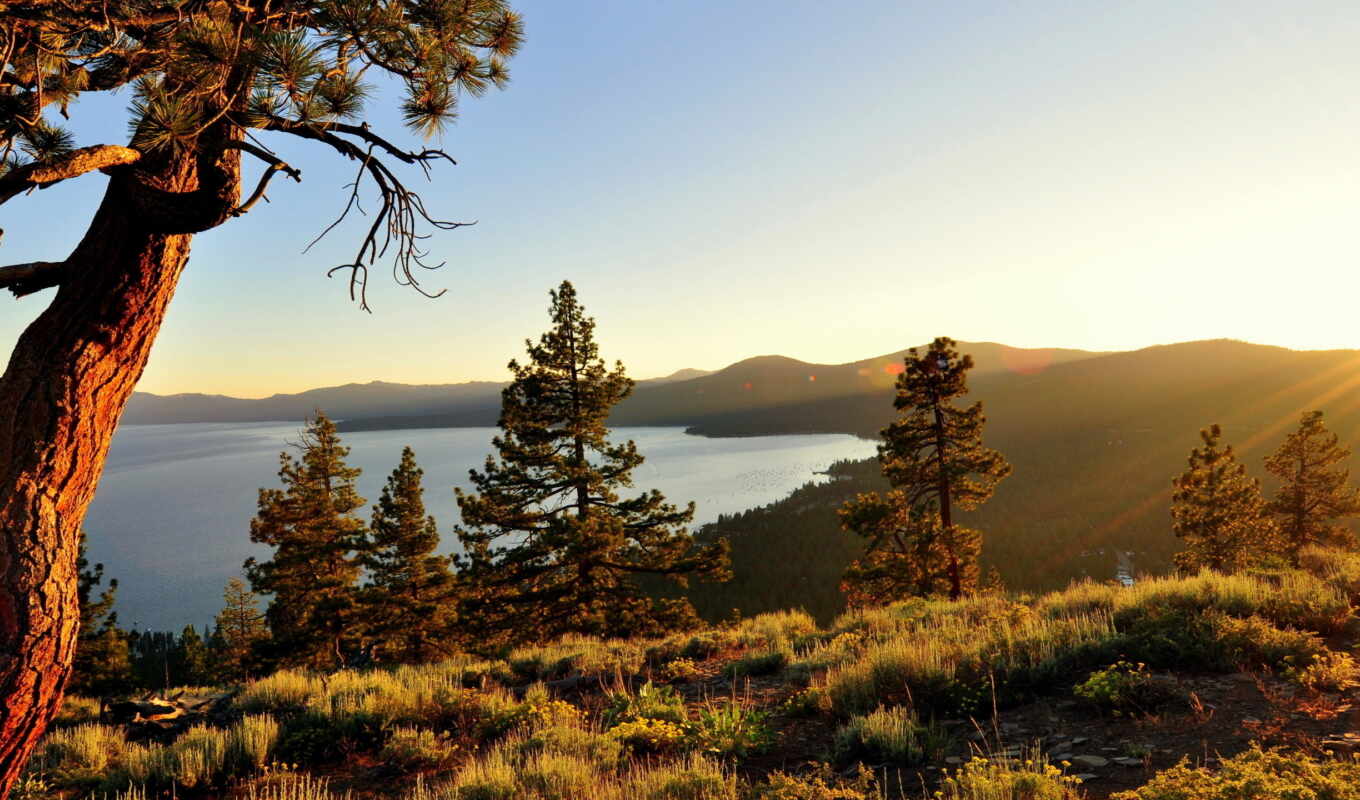 озеро, природа, high, california, sierra, tahoe, тахо