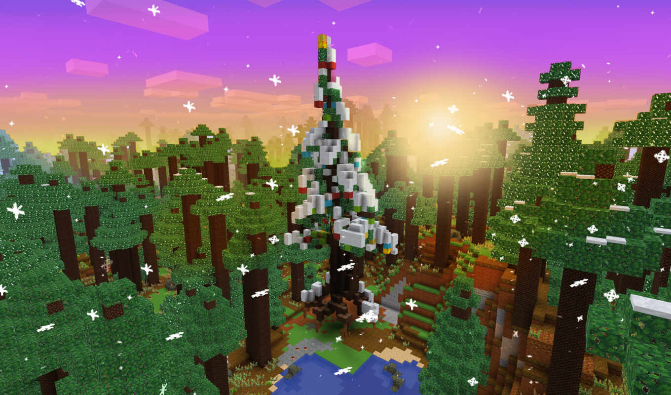 mobile, game, tree, shoot, christmas, poster, minecraft