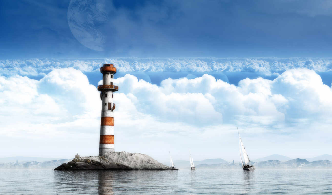 море, world, lighthouse, dreamy, яхты
