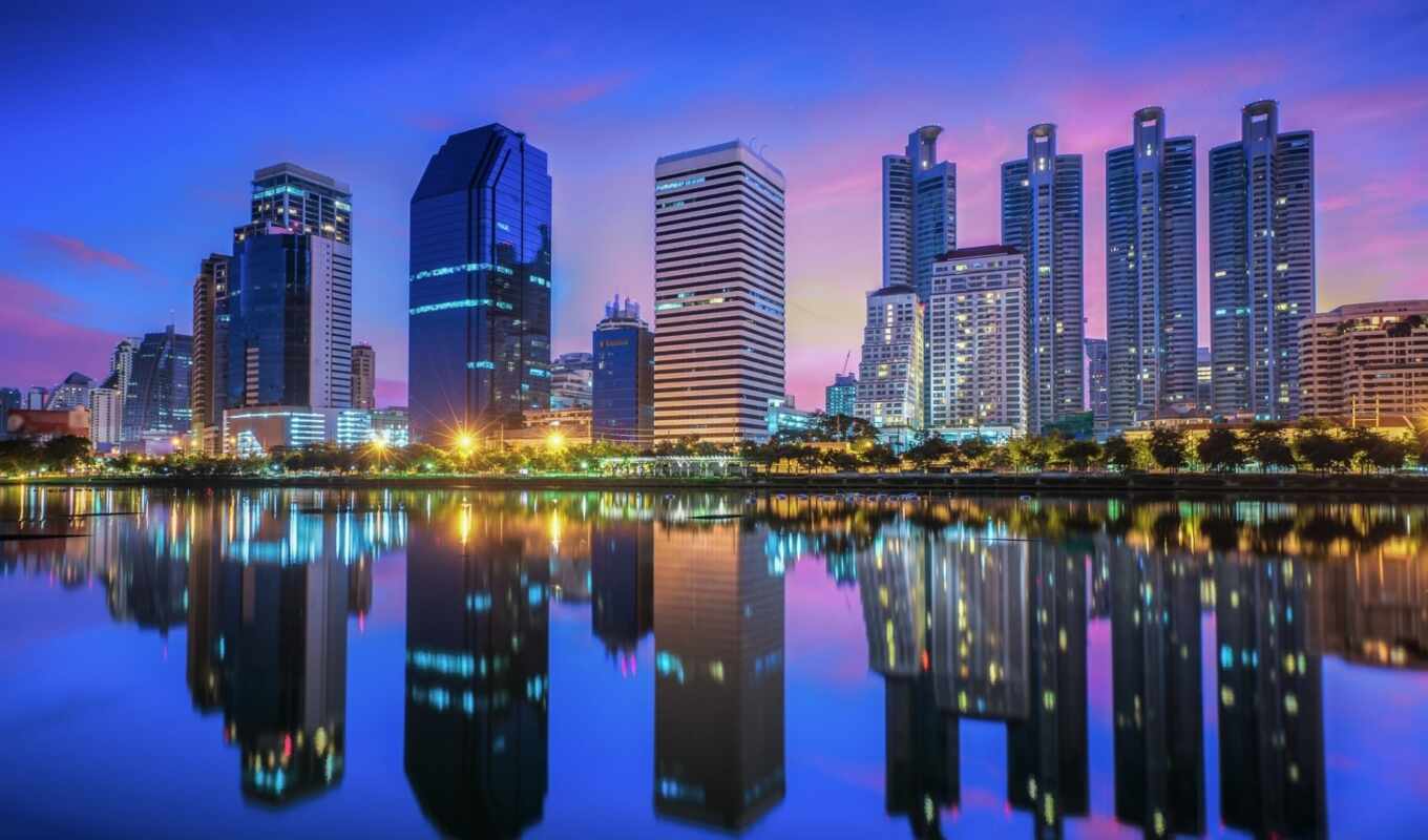 взгляд, город, bangkok, park, таиланд, build, небоскрёб, rate, vodyt