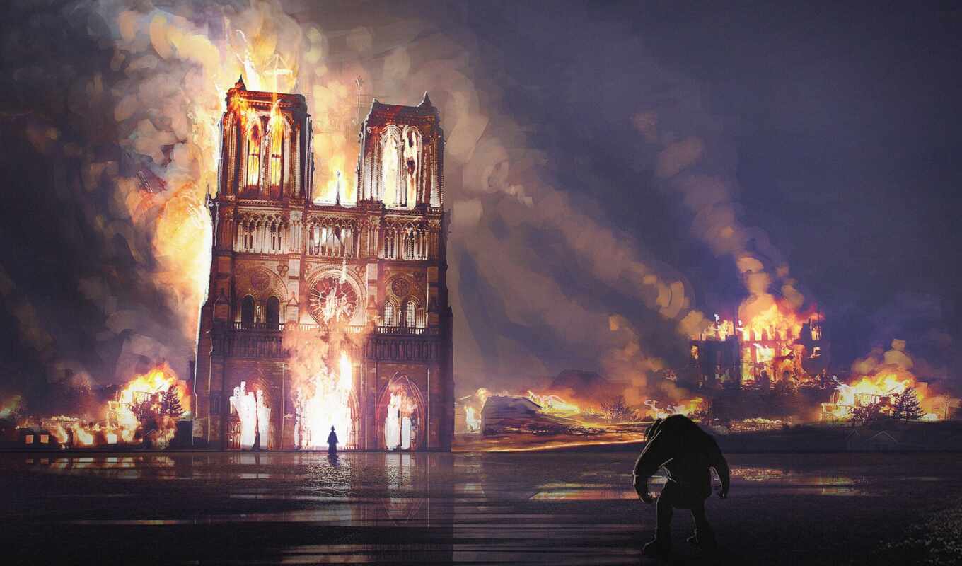 Paris, fire, cathedral, give, virgin, notre dame, soaring, France
