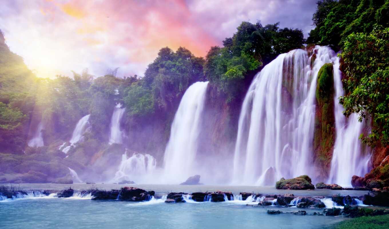 природа, изображение, водопад, водопады, trees, falls, миллионов, фотообои