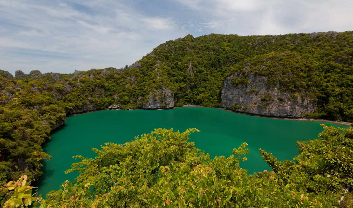 озеро, природа, картинку, ко, crater, самуи, emerald, thai