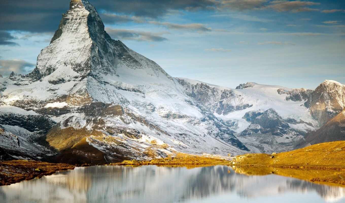 озеро, пейзажи -, гора, top, swiss, mountains, швейцария, маттерхорн, швейцарии, горы