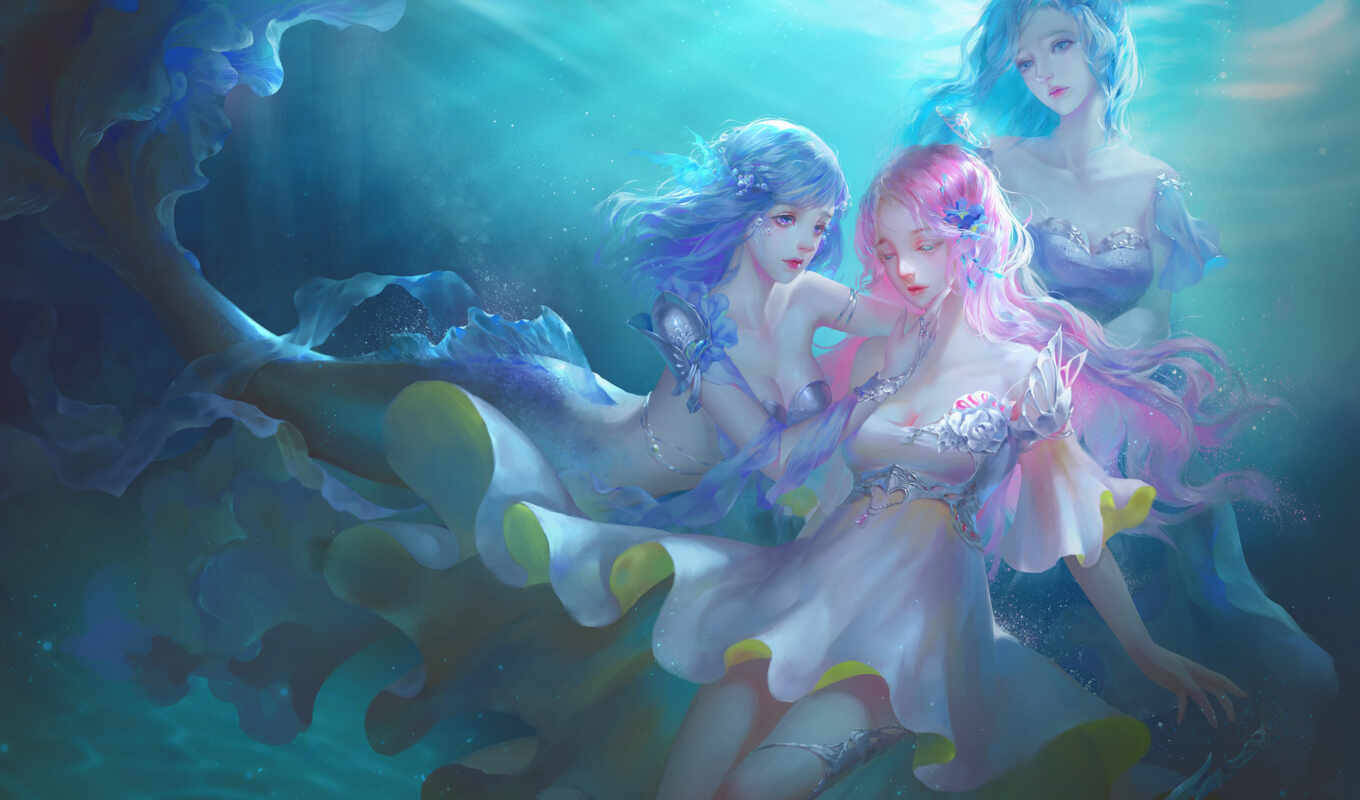 art, blue, fantasy, mermaid