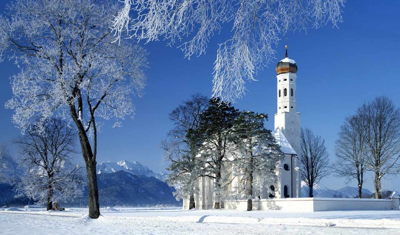 mountains, snow, winter, temple, church, churches