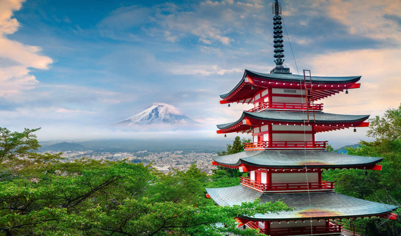 гора, japanese, япония, пагода, fudziyamoi