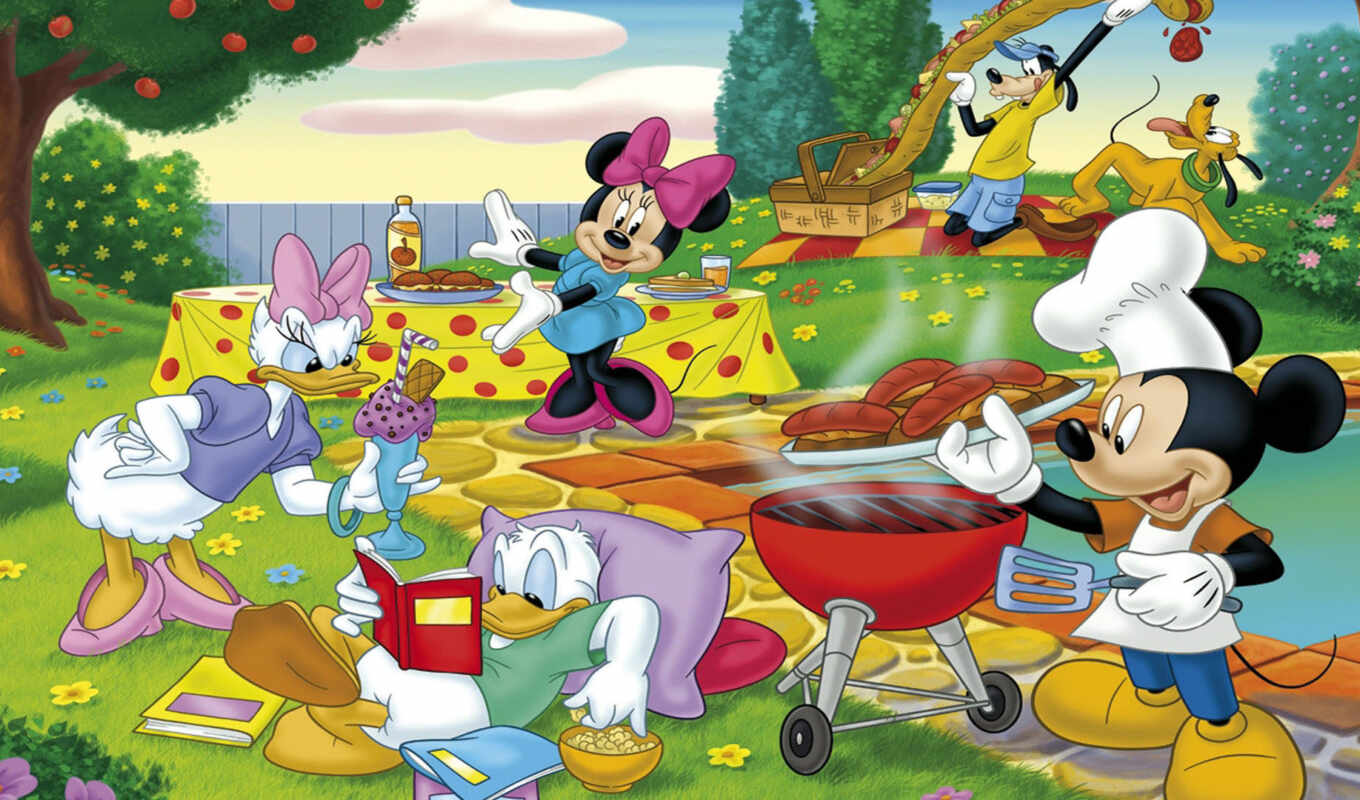 mouse, mickey, picnic, pazlyi