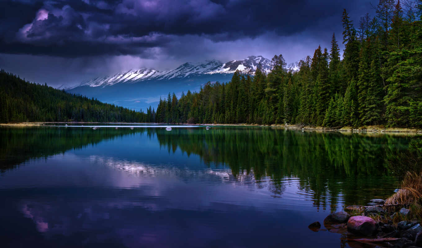 lake, nature, windows, water, trees, mountains, the woods