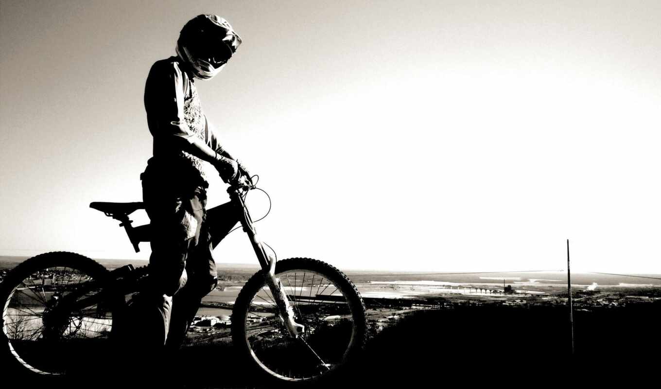 sky, sport, horizon, bike, helmet