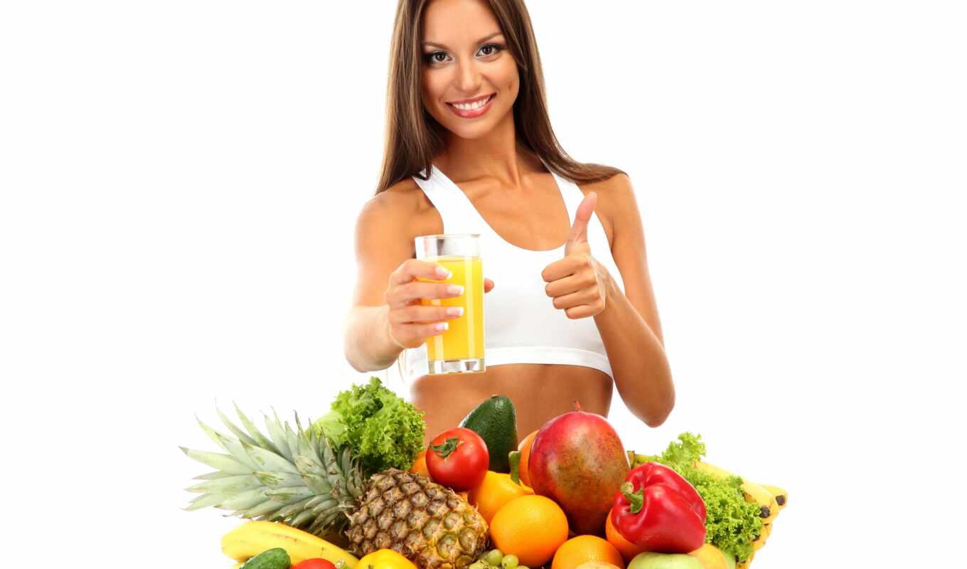 meal, girl, glass, diet, grape, pepper, apples, juice, cucumbers, products, pineapples