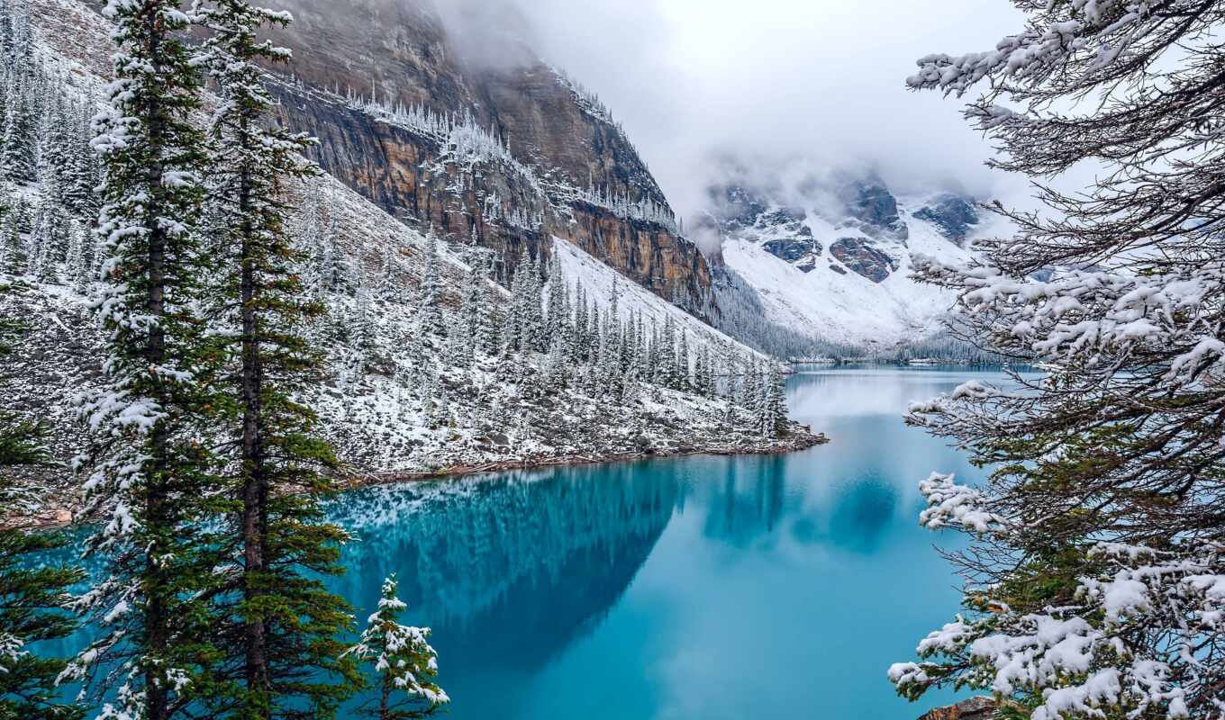 lake, mountain, Canada, alberta, park, national, moraine, banff