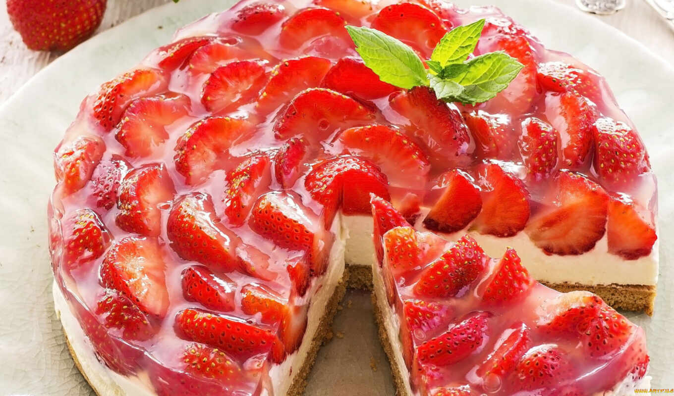 fetus, strawberry, cake, dessert, pie, berry, tarta, cheesecake, wallpapermaniac