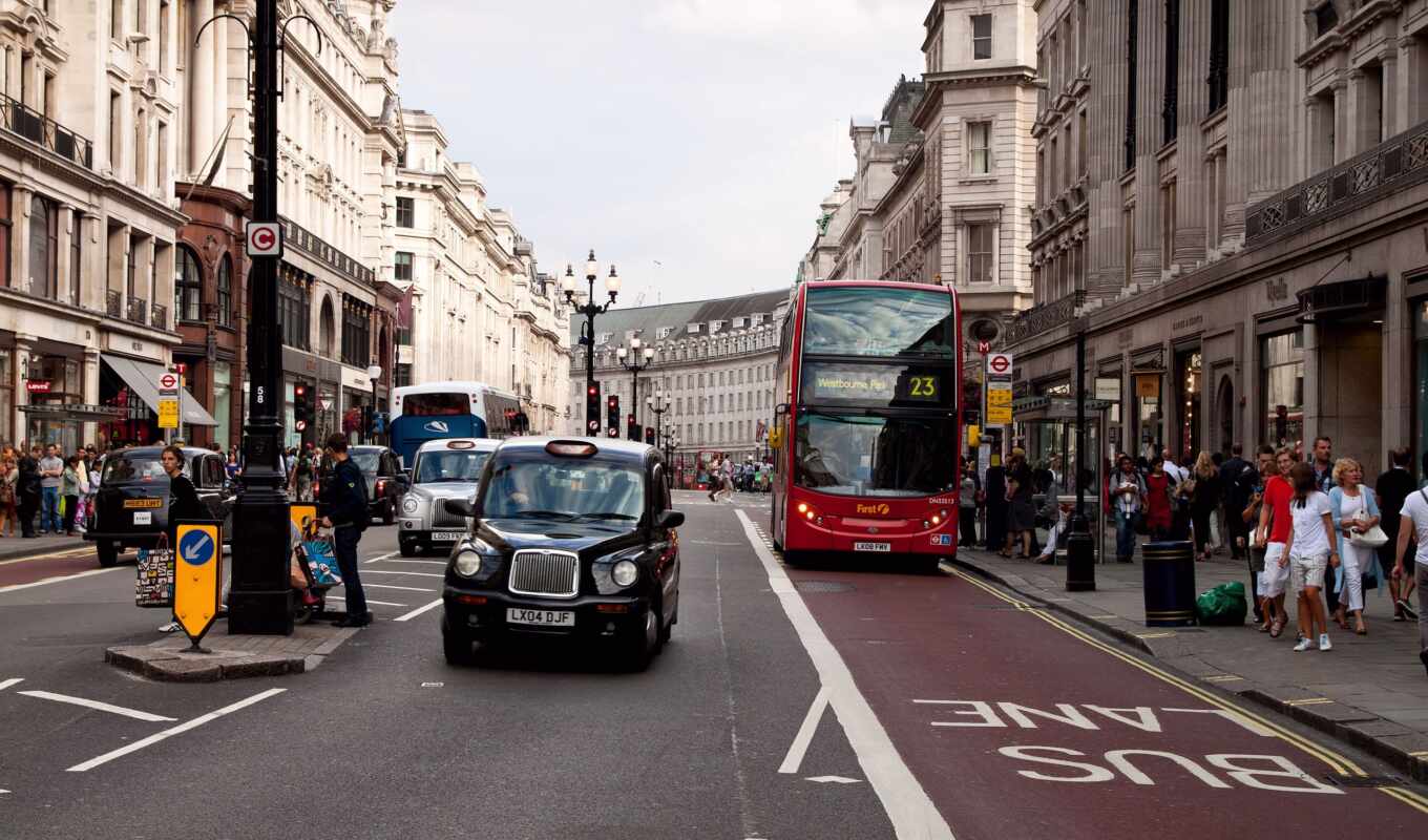 взгляд, улица, здания, биг, london, движение, улицы, bus, лондона