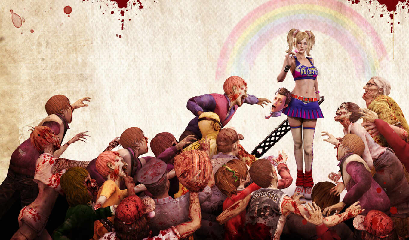 art, девушка, game, красивые, зомби, chainsaw, lollipop