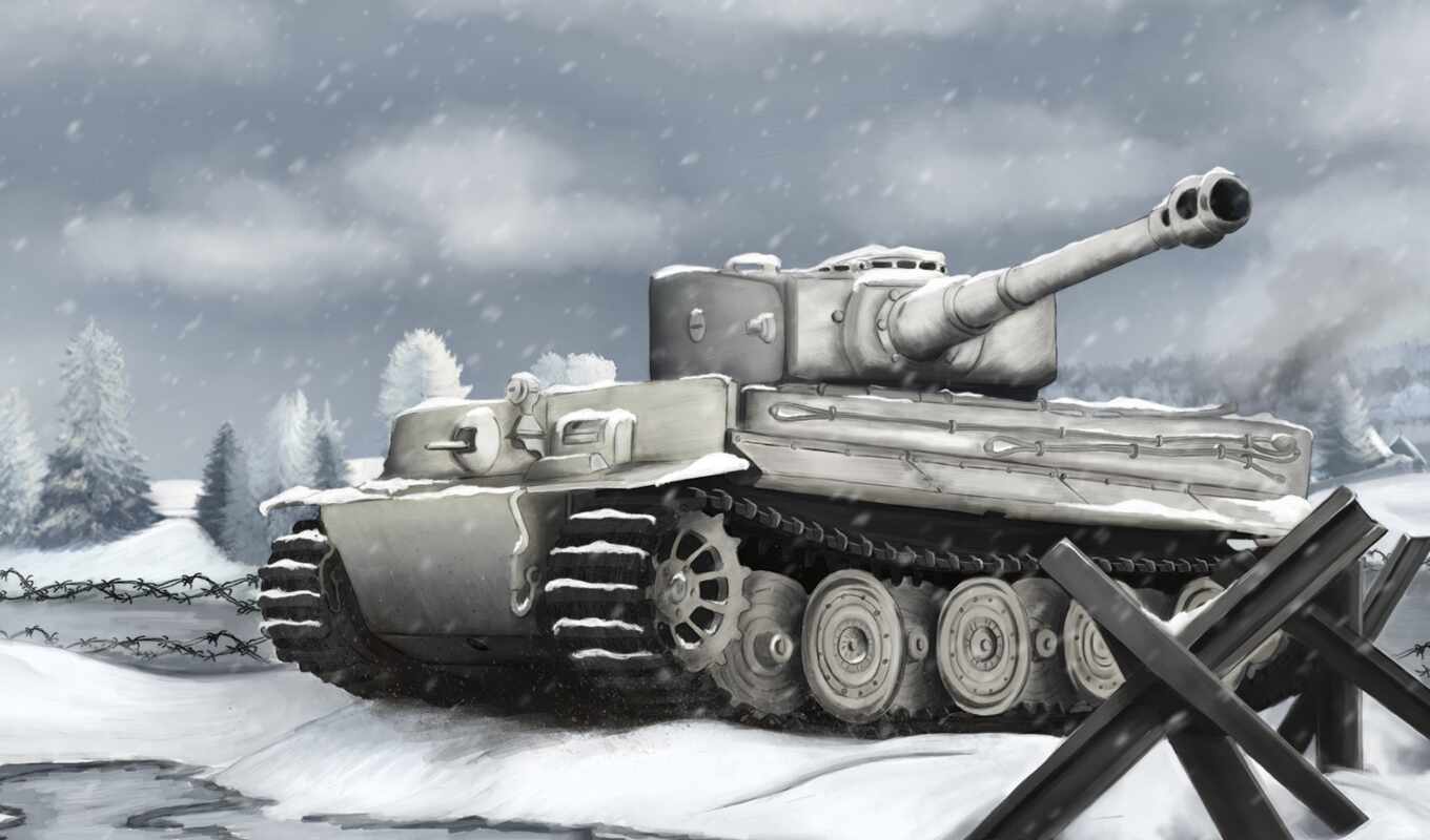 art, краска, рисунок, снег, тигр, танк, war, german, панцеркампфваген