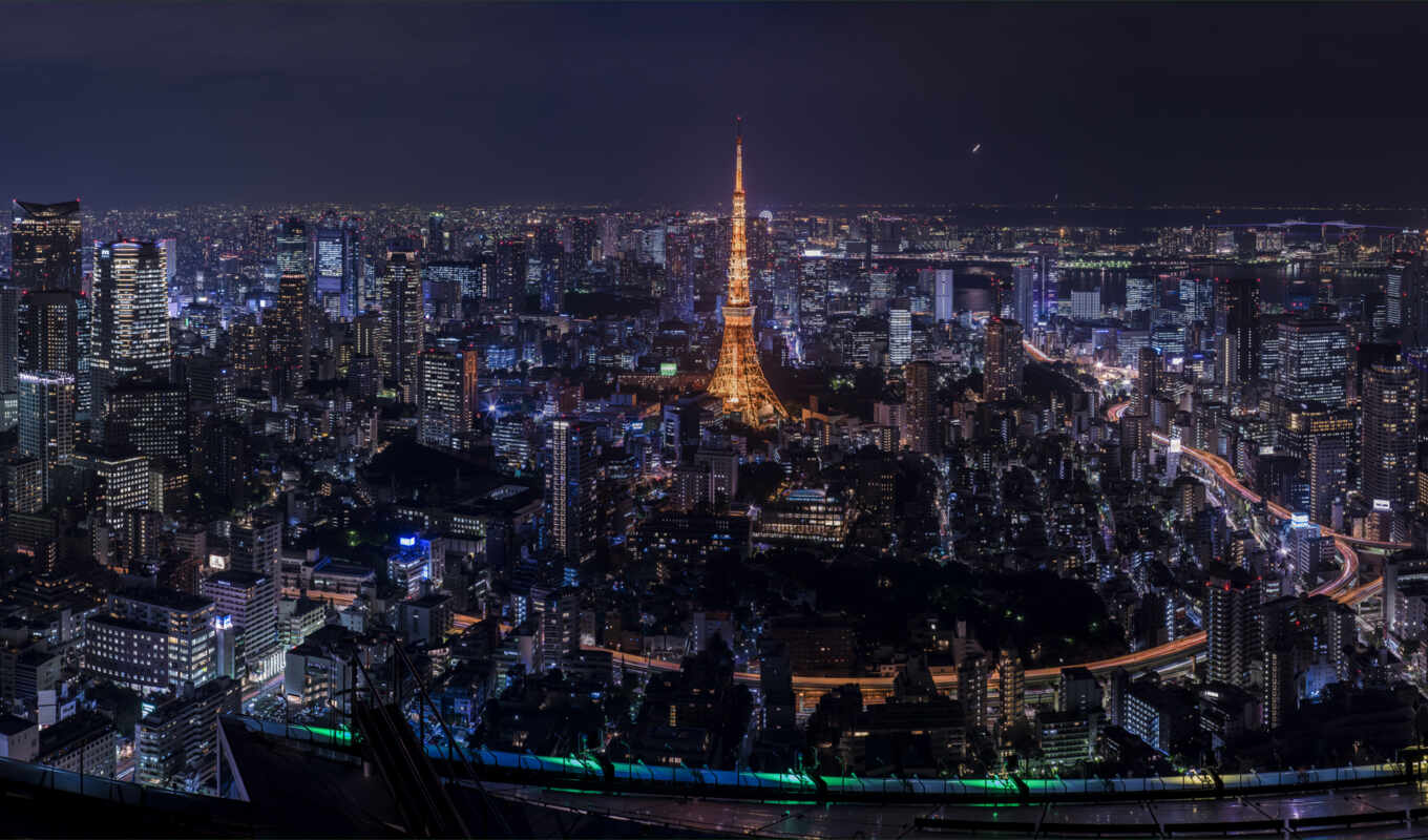 view, city, night, tokyo, Japan