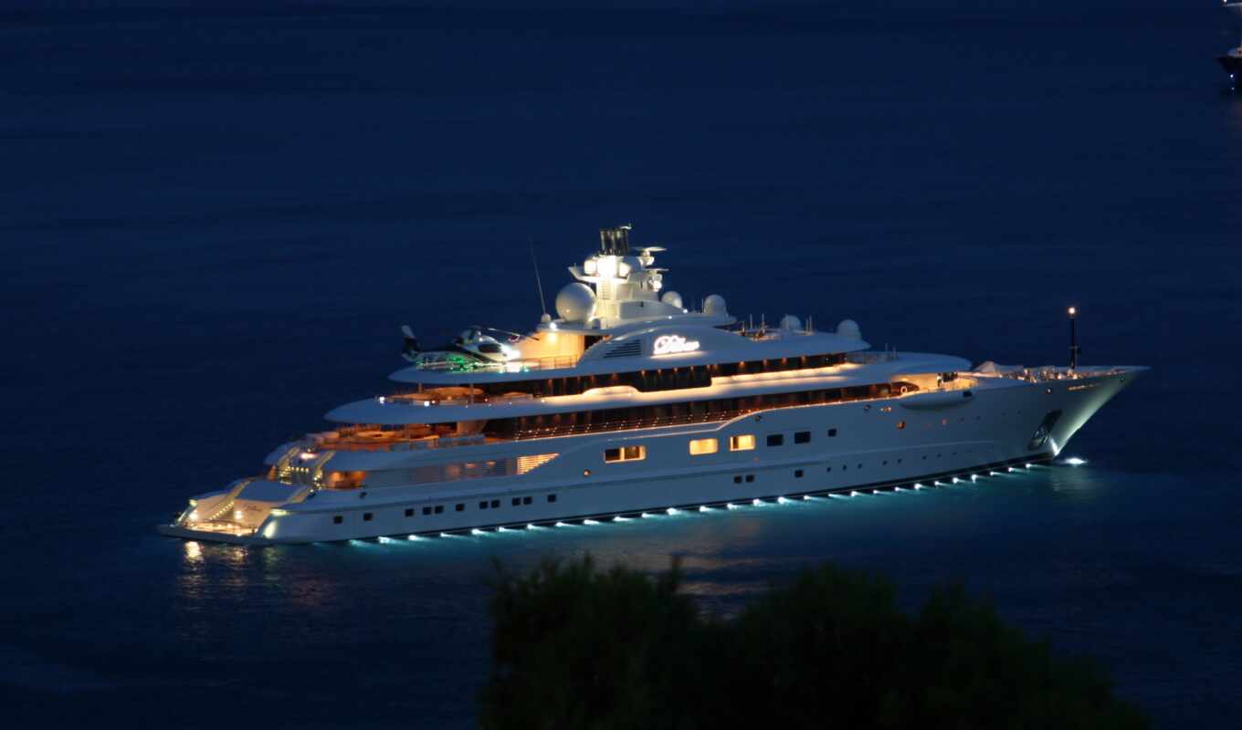 хороший, ночь, море, супер, luxury, motor, парусник, яхта, она, superyacht