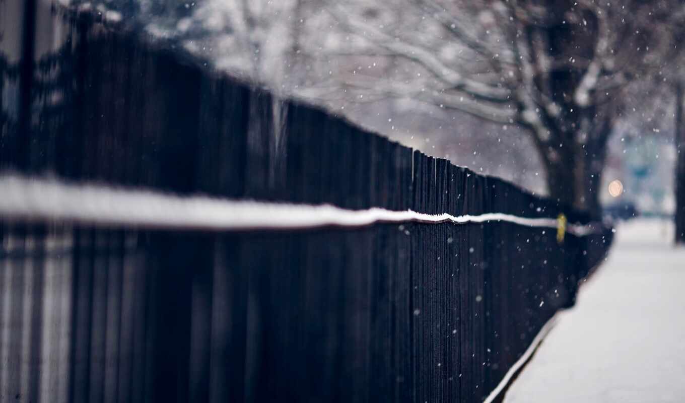 снег, winter, забор