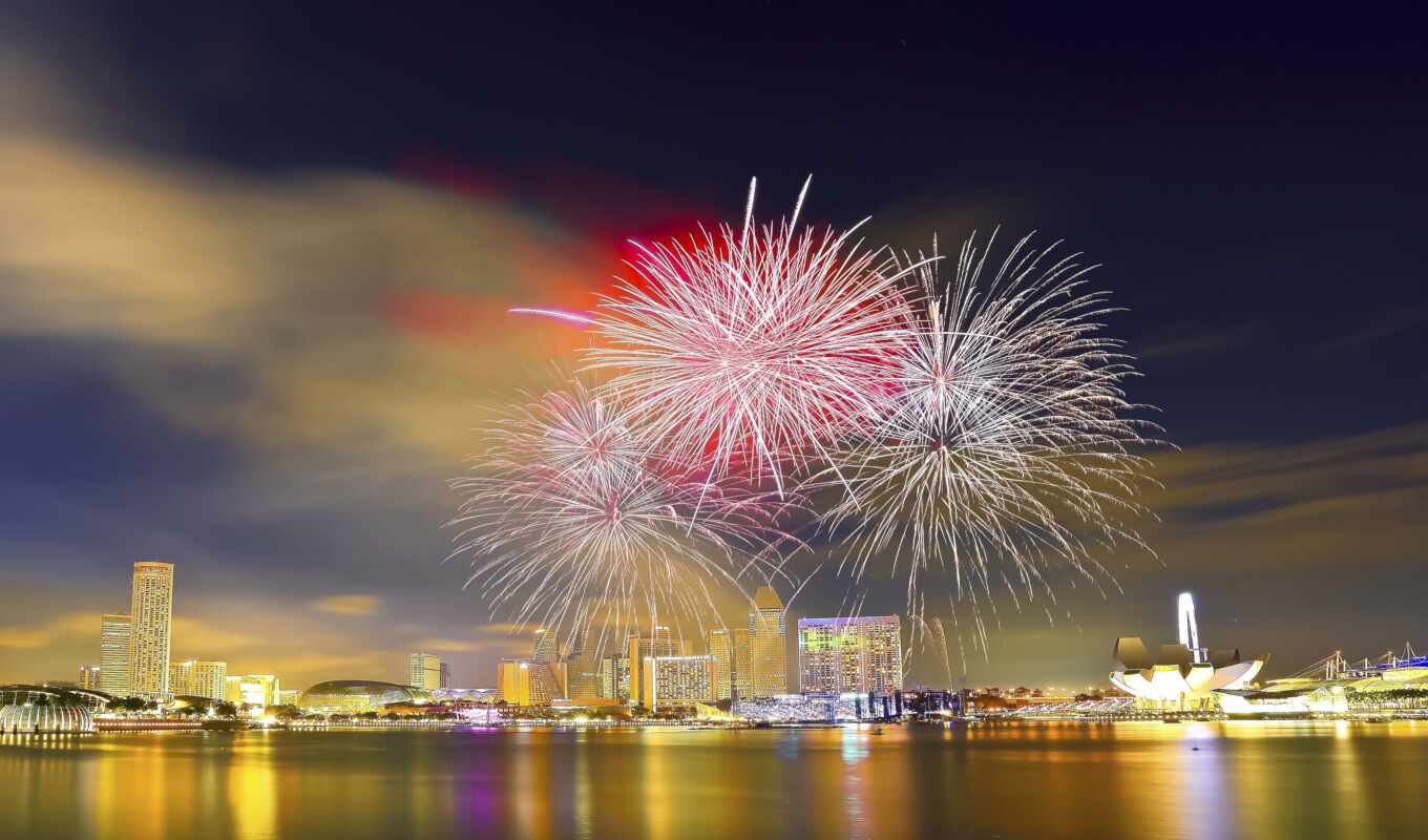 city, night, fireworks, lights, top, day, national, singapore, local, parade