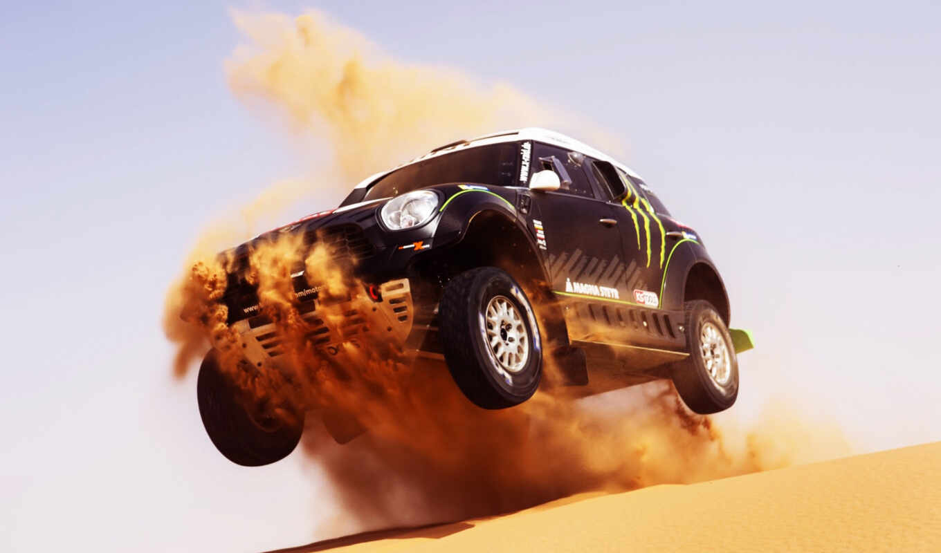 black, машина, мини, песок, спорт, race, скорость, воздухе, летит, dune