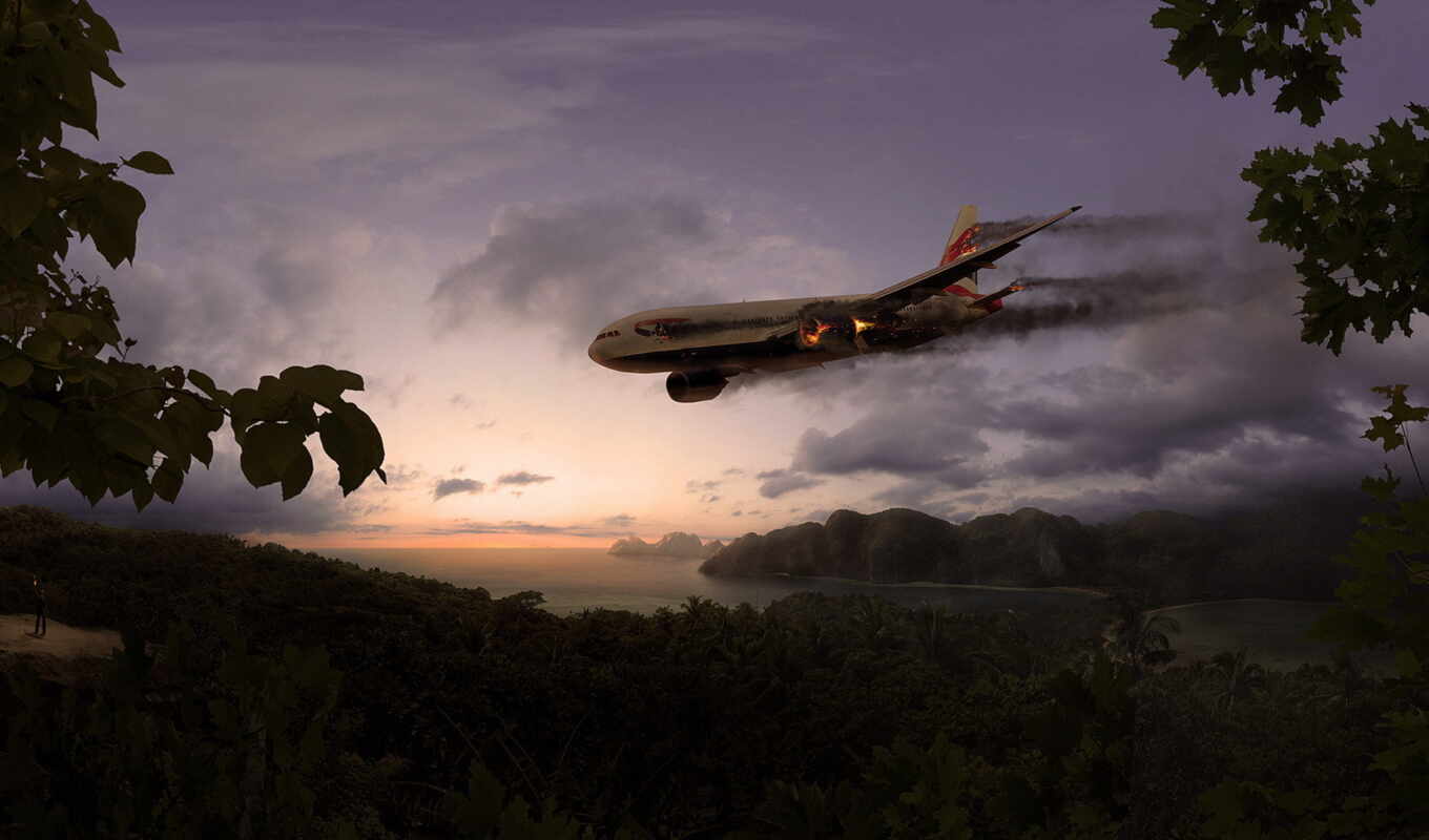 небо, jungle, остров, plane, пережить, авиакатастрофа