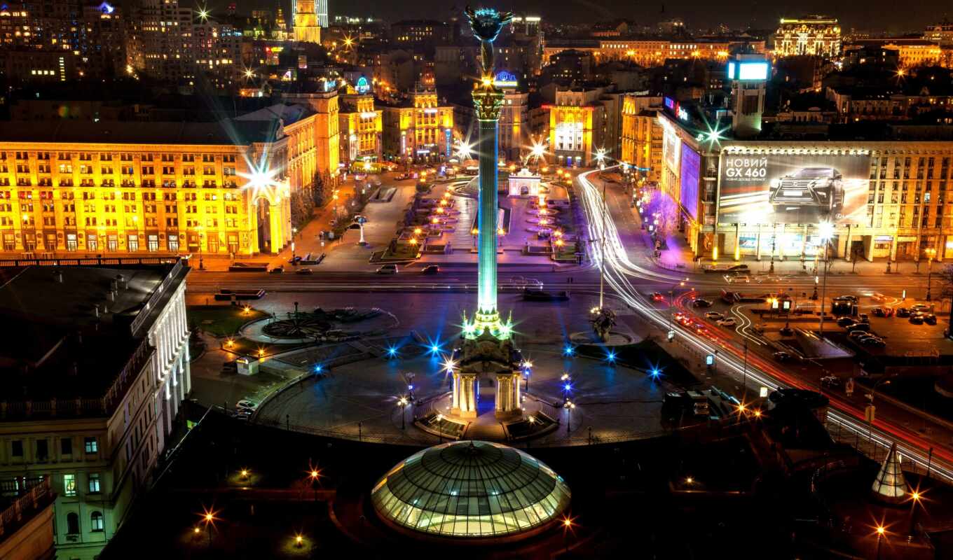 night, cities, square, ukraine, Ukraine, square, Kyiv, ukrainian