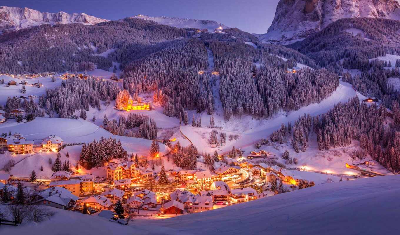 ночь, winter, гора, italian, альпы