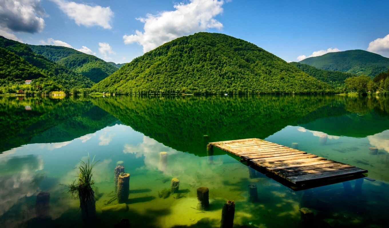 озеро, природа, картинка, landscape, природы, река, trees, reki, горы, герцеговина, босния