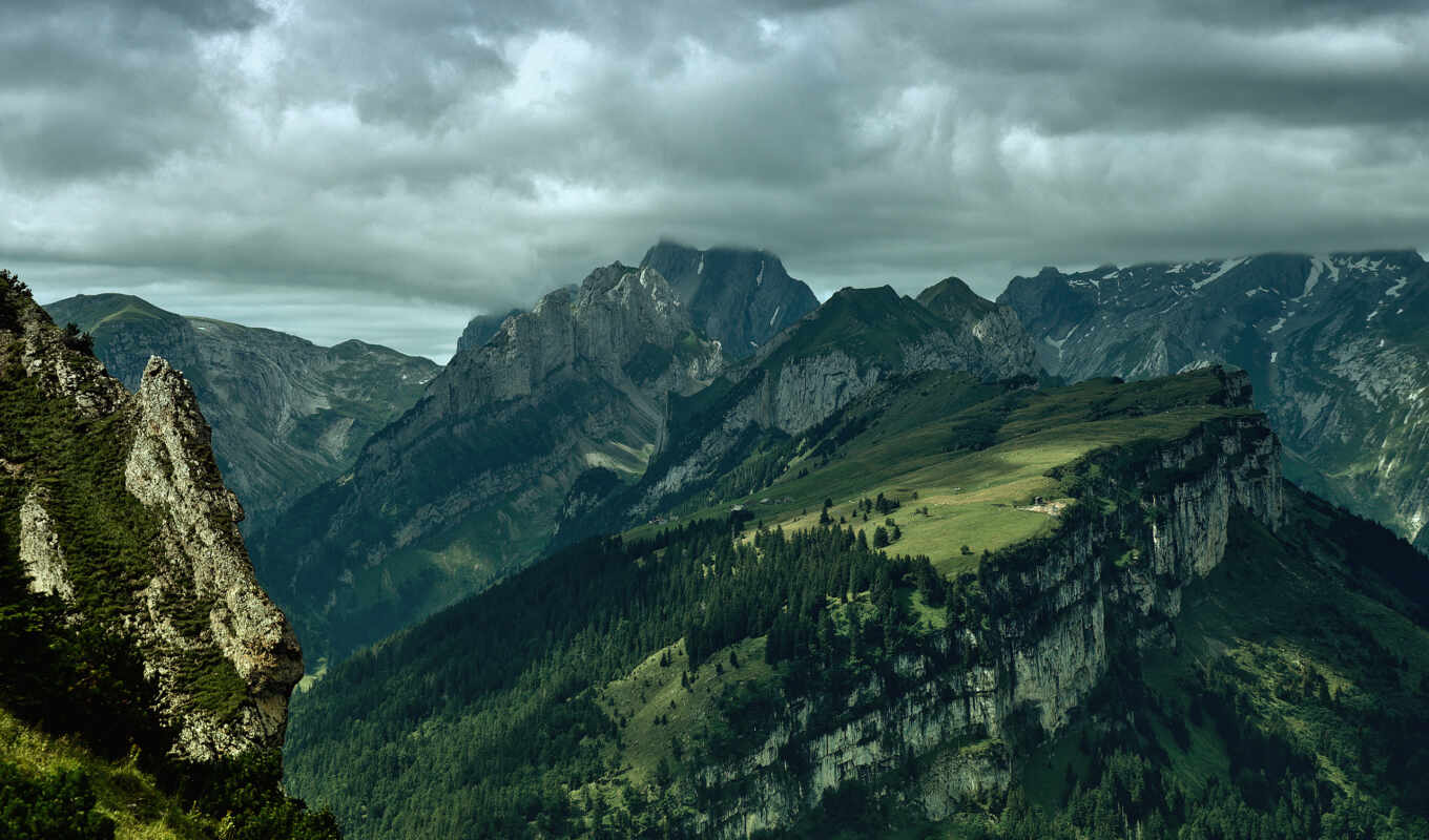 природа, погода, закат, before, пасмурная, moby, горы, alpstein