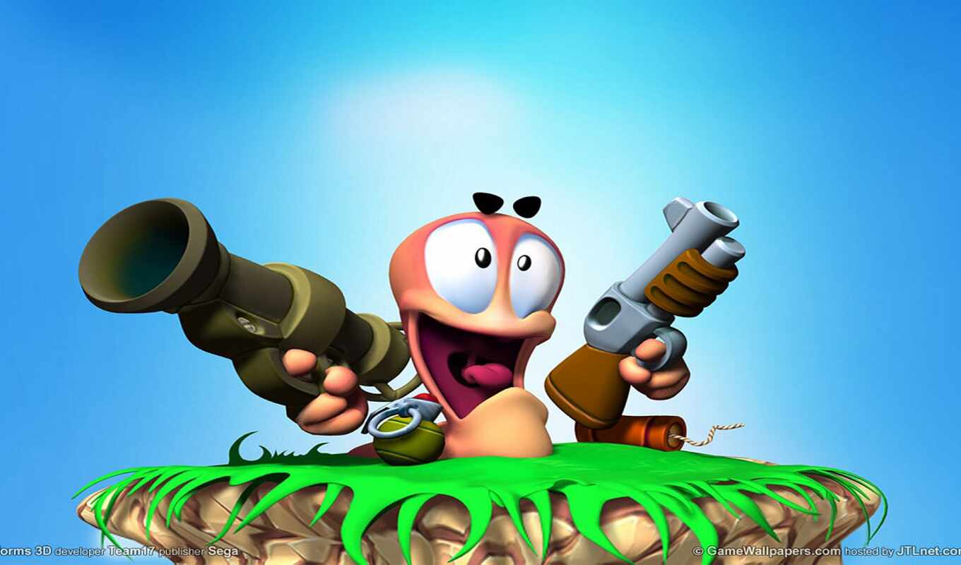 video, they, land, worms, game, jeux, see