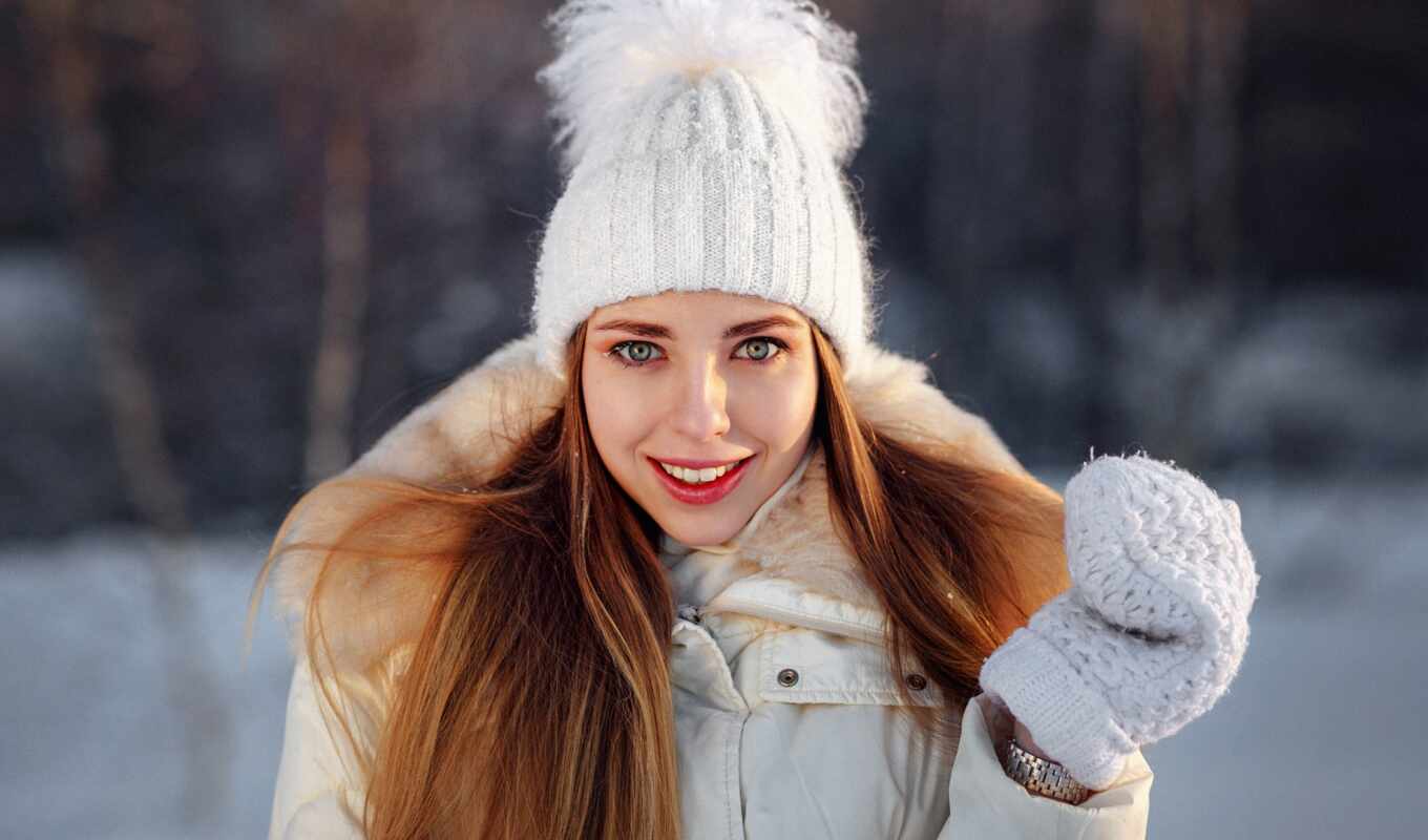 hat, girl, russian, winter, smile, a cap, beech, reverso
