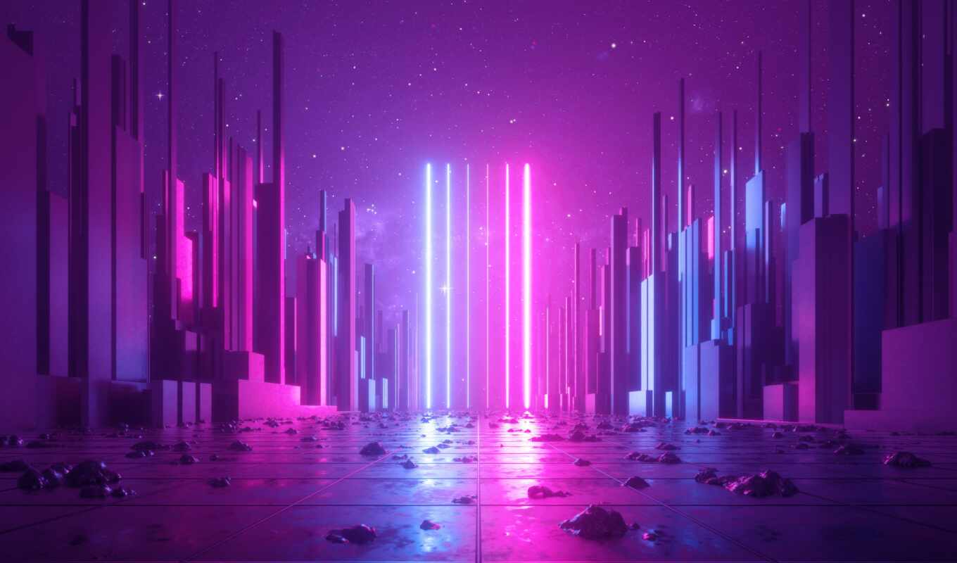 reality, abstract, glow, city, space, neon, uv, virtual, cyber