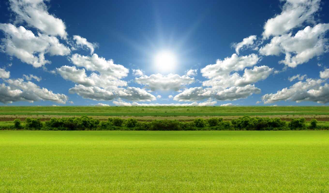 sun, зелёный, поле, под, блог, зеленое, небом, oblaka, лазурным