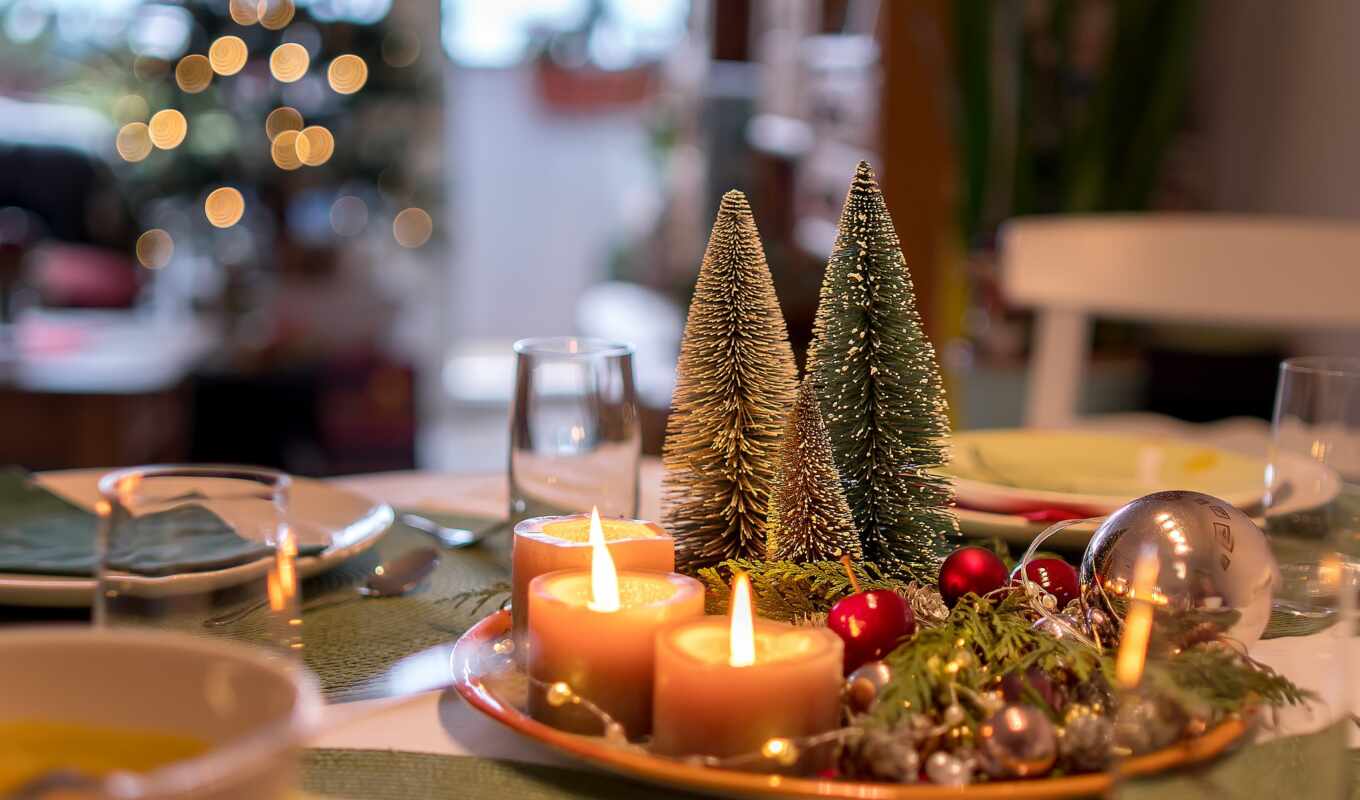 дерево, интерьер, освещение, рождество, свеча, ресторан, рождественские украшения, сочельник, предмет