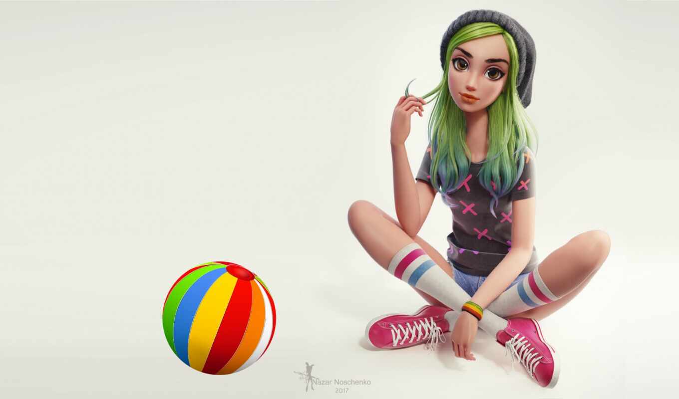 art, girl, facebook, green, hair, www, personality, https, nazar, artstation, butted