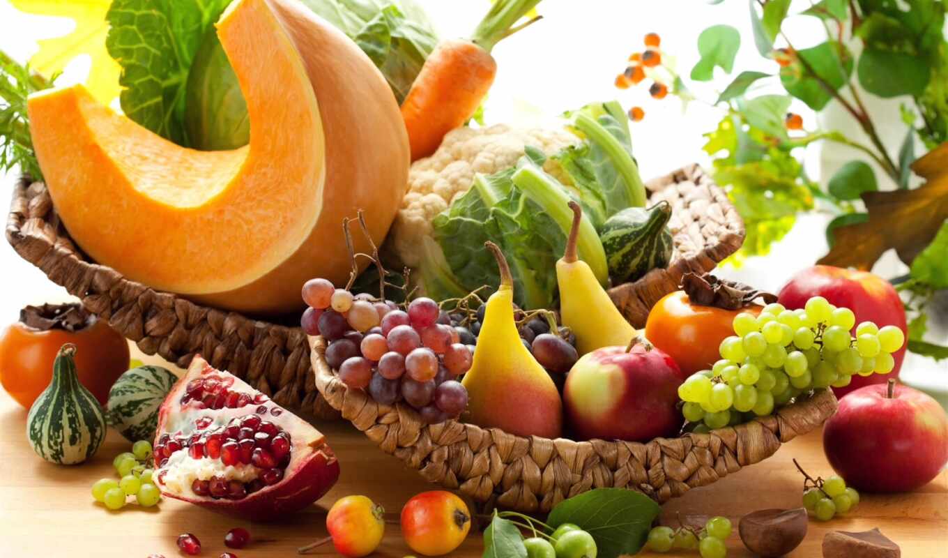 осень, виноград, морковь, яблоки, капуста, тыква, гранат, хурма, груши, производить, фрукты