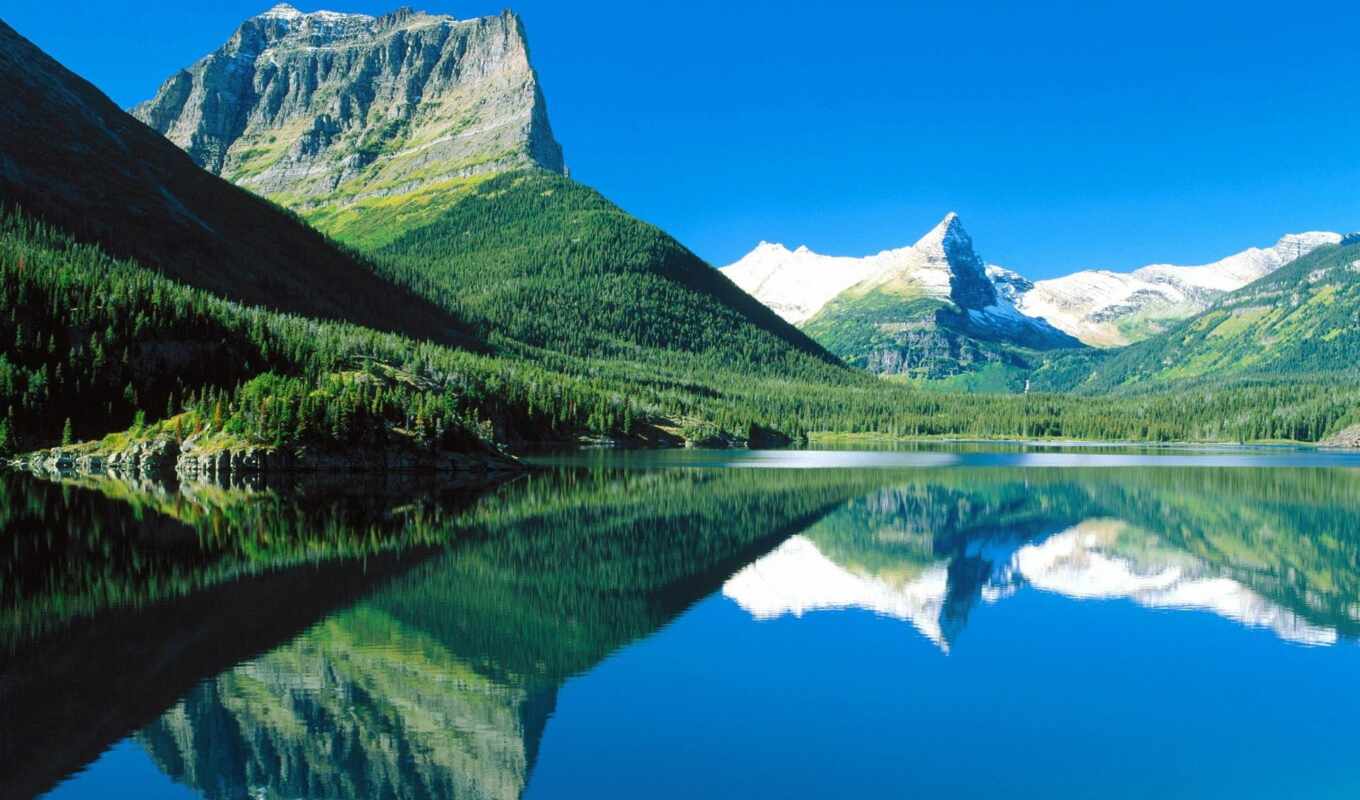 озеро, планеты, around, park, mountains, land, glacier, national, мэри, монтана