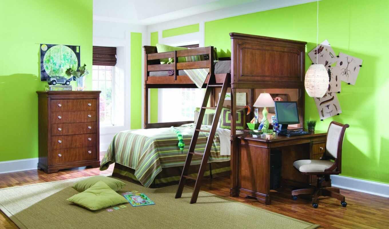 room, bed, interior, brown, nursery