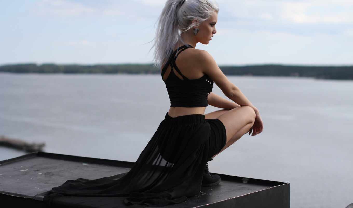 black, girl, white, gray, blonde, dress, which, color, hair