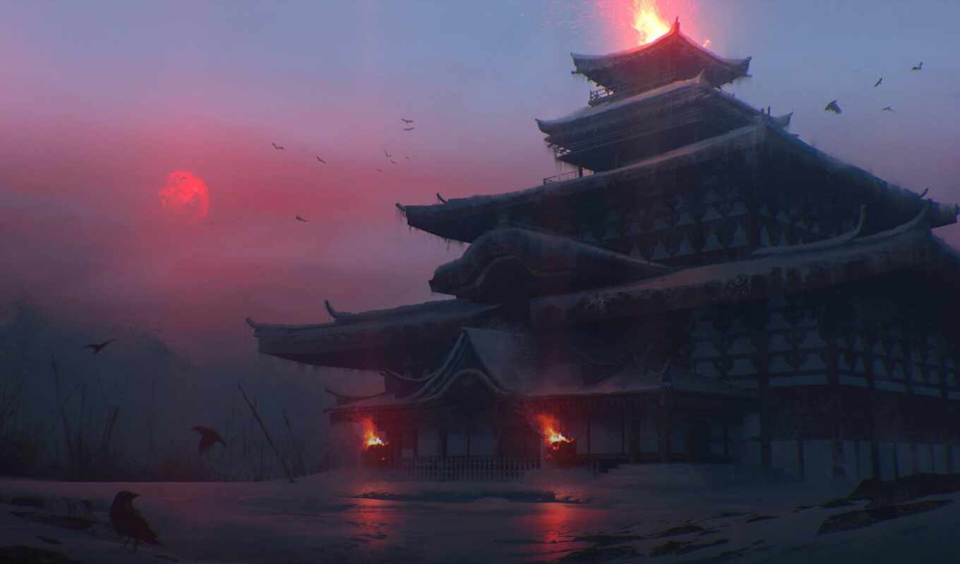 sun, winter, храм, japanese, daily, тематика, огонь, top, аватар, пагода