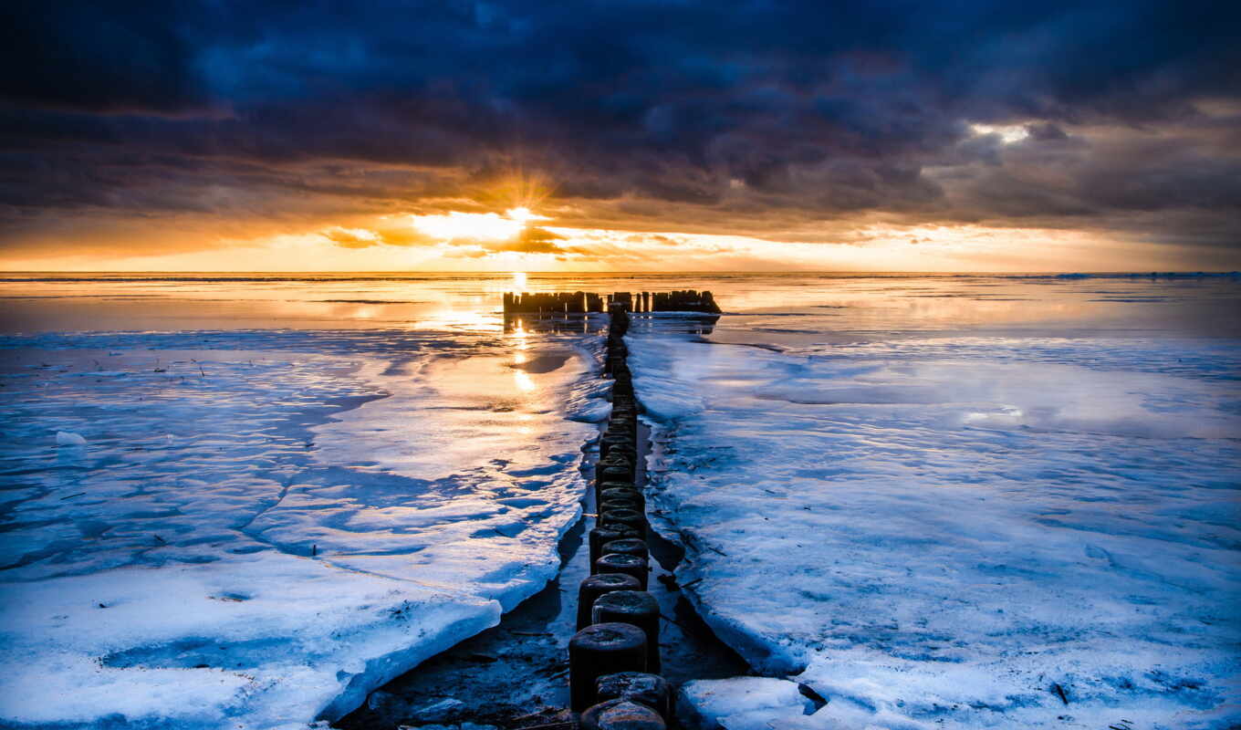 nature, background, ice, sunset, winter, sea, quality, cloud, ocean, sunrise, pxfuelpage