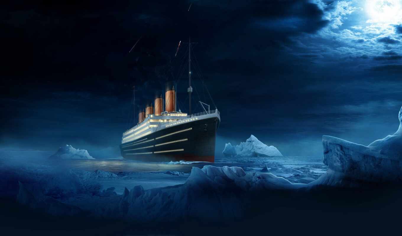 night, water, iceberg, vessel, liner, titanic