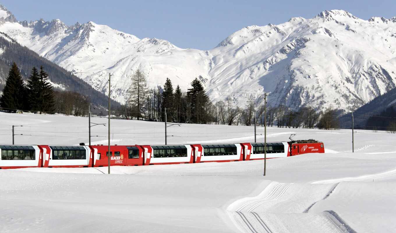 город, winter, поезд, пассажирский, favourite, пассажирские, швейцарии, горы, поезда, снегах