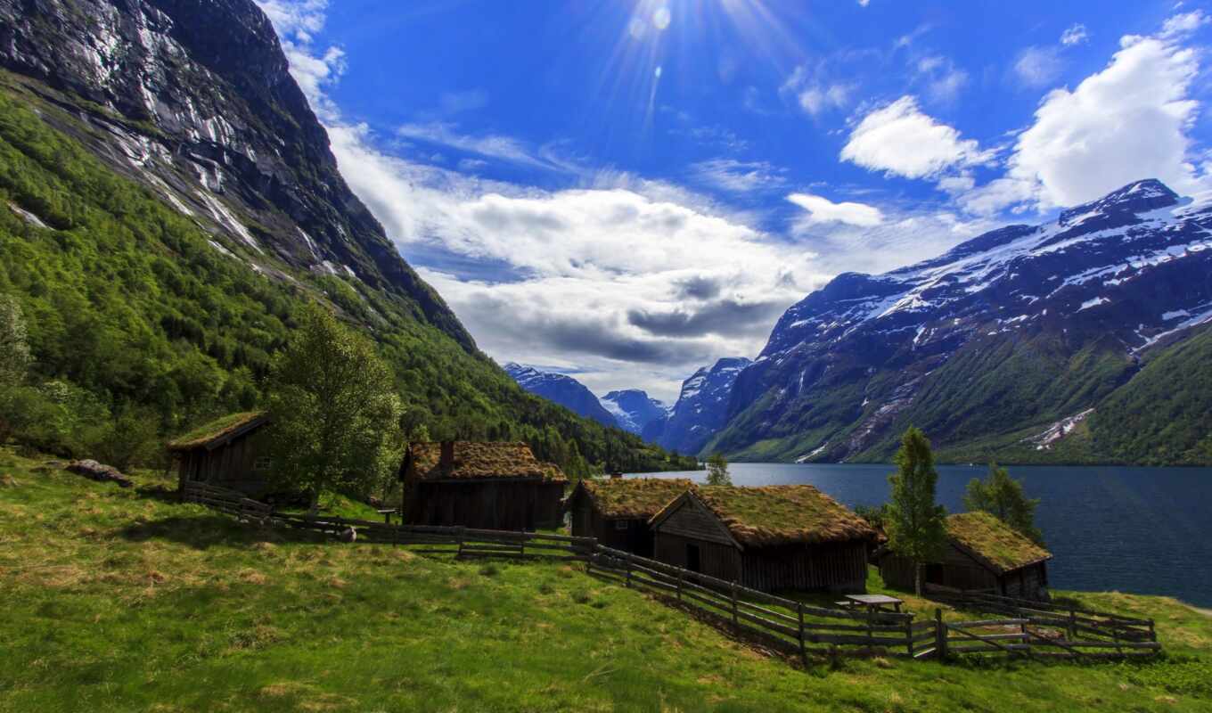 озеро, природа, гора, fjord, norwegian, высокий